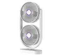 Desktop Fan - Double Head Quiet Rechargeable | Personal Cooling Tabletop Fan Adjustable Speed | Head Air Circulation Portable | For Apartment Bedroom Living Room Kitchen Offices