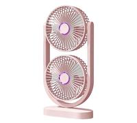 Desktop Fan - Double Head Quiet Rechargeable | Personal Cooling Tabletop Fan Adjustable Speed | Head Air Circulation Portable | For Apartment Bedroom Living Room Kitchen Offices