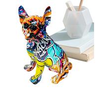 Desktop Ornament, Aesthetic Animal Puppy Statue For Table Bedroom Shelf Bookshelves Lockers | Bulldog Statue - Colored Graffiti Bulldog Resin Model For Tabletop,