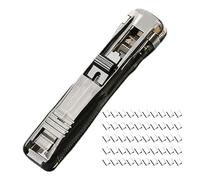 Desktop Paper Fastener Staple Tool, Handheld Clam Clip Dispenser, Refillable Document Organizer, Heavy Duty Binding Set 50 Clip Capacity for College, Work Black 2 Pair, 4 Pieces High Capacity Design