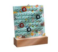 Desktop Permanent Calendar with Wood Stand ABS Permanent Countdown Calendar with 3 Rings for Office Desk Date Reminder Date Display