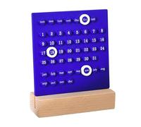 Desktop Permanent Calendar with Wood Stand ABS Permanent Countdown Calendar with 3 Rings for Office Desk Date Reminder Date Display