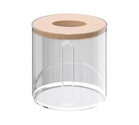 Desktop Tissue Organizer - Elegant plestic Paper Storage Container for Living Room, Counter, Washroom | Minimalist See Through Tissue Bucket with Lid, Sturdy Roll Paper Case for Hotel, Café, Kitchen
