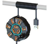 Desktop USB Extender - Hub Data Hub, Ricarica USB Station | Connettore per computer portatile, stazione di ricarica con porta, centro ufficio per gestione dei cavi, estensione per por