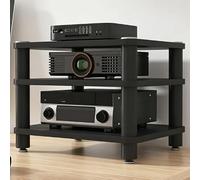 Desktop Video Audio Rack Supporto Multimediale Av con Ripiano in Legno | Armadietto for Componenti Angolari Armadio Stereo Aperto,Armadietto Supporti Multimediali Portatile(Black,3 Tier W 19.7″)