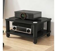 Desktop Video Audio Rack Supporto Multimediale Av con Ripiano in Legno | Armadietto for Componenti Angolari Armadio Stereo Aperto,Armadietto Supporti Multimediali Portatile(Black,2 Tier W 19.7″)