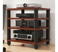 Desktop Video Audio Rack Supporto Multimediale Av con Ripiano in Legno | Armadietto for Componenti Angolari Armadio Stereo Aperto,Armadietto Supporti Multimediali Portatile(Teak,4 Tier W 19.7″)