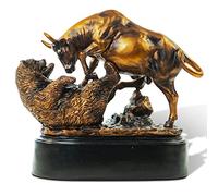 Desktopstatue Bronze Electroplated Resin Bull & Bear Sculpture Statue 10 W X 9.5 H by