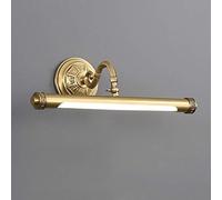 DESLP Lampada da Specchio Bagno Classico, Applique Frontale a Specchio Ottone con Testa Girevole, 3 Temperature di Colore, LED Luce Bagno Specchio Vintage Lampada Armadio per Toilette,41cm/7w