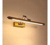 DESLP Lampada da Specchio Bagno Vintage, Luce da Specchio Retro Ottone con Braccio Regolabile e Base in Acciaio Inox, Lampada Bagno Parete LED Lampada Armadio Luce Calda 3000K per Toilette,60cm/12w
