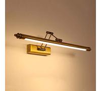 DESLP Lampada da Specchio Bagno Vintage, Luce da Specchio Retro Ottone con Braccio Regolabile e Base in Acciaio Inox, Lampada Bagno Parete LED Lampada Armadio Luce Calda 3000K per Toilette,80cm/16w