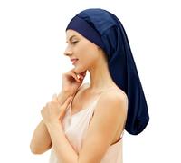 Desmend Cuffia Seta Capelli Notte Dormire Proteggere i Capelli Adatta per Capelli Lunghi Che raggiungono la Vita 32×60cm(1 Pezzo Blu Navy)