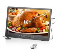 Desobry portable tv, mini TV LCD da 18 pollici con sintonizzatore DVB/T2, TV da 12 V, HD 1080P per campeggio all'aperto, camera da letto, cucina, compatibile con ingresso USB/HDMI/AV