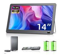 Desobry Televisore portatile da 14,2 pollici, piccolo TV 1080P con batteria e sintonizzatore DVB-T2, ingresso USB HDMI AV, per auto per campeggio, camper, cucin