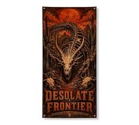 Desolate Frontier - Striscione decorativo per porta d'ingresso, design gotico con teschio di drago, decorazione per interni ed esterni, per feste di Halloween, 91 x 183 cm
