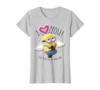 Despicable Me Minions I Love You Angel Wings Maglietta, Donna, Argento, XL