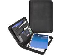 DESQ® Cartella A4 con meccanismo ad anelli da 25 mm - 5 scomparti per documenti, 8 scomparti per carte, spazio aggiuntivo, con blocco per appunti incluso, colore nero, Dutch Design