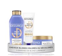 DESSANGE - Routine Capelli Nutri-Correttore Biondo Californiano - Shampoo 280 ml + Maschera 280 ml + Cura Patina Blu 140 ml - Nutre & Illumina il Biondo - Capelli Biondi, Colorati O Decolorati