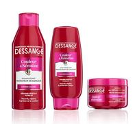 Dessange - Routine Capillare Color & Cheratina - Arricchita con Cheratina Vegetale - Per Capelli Colorati - Conserva la Luminosità e il Colore - 3 Prodotti Shampoo, Maschera, Siero