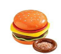 Dessert Plates, 6-Piece Ceramic Appetizer Plates, Stackable Burger-Shaped Dish with Handcrafted Build, Gourmet Snack Platter, 3D Food Sculpture with Playful Style, Kitchen Tool for Dining and Parties