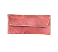 Dessi Busta per contanti in pelle marrone tabacco Crazy Horse e custodia sottile per occhiali con cordino staccabile da 122 cm per porta soldi e occhiali da lettura