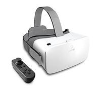 DESTEK V5 VR Cuffia per telefono, 110 ° FOV HD Anti-Blue Lenti Realtà Virtuale Cuffia con Controller, Occhiali VR per iPhone 16/15/14/13/12/11, Samsung Android (schermo 4.7-6.8 pollici) - Bianco