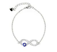 DESTIN Braccialetto con occhio del malocchio dell'infinito/albero della vita, in argento S925, regolabile, regalo per amante, mamma, fidanzata, Natale, festa della mamma, San Valentino, Argento
