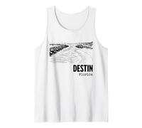 Destin Florida Beach Boat Channel Illustrazione Souvenir Canotta