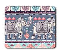 Destination Vinyl ltd Confortevole Mat Mouse - Indiani Lotus Elephant Etnici 23.5 x 19.6 cm (9.3 x 7.7 Pollici) per Il calcolatore & Computer Portatile, Ufficio, Regalo, Base Antiscivolo - RM2844