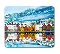 Destination Vinyl ltd Confortevole Mat Mouse - Inverno Bruges Bergen Norvegia 23,5 x 19,6 cm (9,3 x 7,7 Pollici) per Il calcolatore & Computer Portatile, Ufficio, Regalo, Base Antiscivolo - RM16359