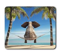Destination Vinyl Ltd Confortevole Mat Mouse - Tropicale Amaca Elephant 23.5 x 19.6 cm (9.3 x 7.7 Pollici) per Il calcolatore & Computer Portatile, Ufficio, Regalo, Base Antiscivolo - RM3900