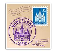 DestinationVinyl 2 x 10cm Barcellona Spagna in Vinile Stickers - Regalo Autoadesivo dell'automobile del Viaggio dei Bagagli # 19003 (10cm)
