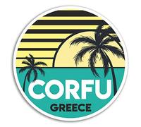 DestinationVinyl 2 x 10cm Corfu Grecia in Vinile Stickers - Cool Sticker Viaggio Computer Portatile Bagagli # 18039 (10cm)