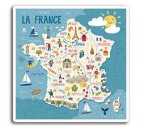 DestinationVinyl 2 x 10cm Francia Francese Mappa Vinile Stickers - Autoadesivo del Computer Portatile Deposito Regalo # 19375 (10cm)