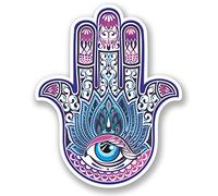 destinationvinyl 5730 - Adesivo in Vinile, Motivo mano di Fatima (Hamsa), 10 cm, 2 pezzi 8 cm ancho x 10 cm alto como se muestra