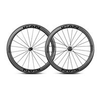 【DEStock】ICANIAN Alpha 40/ 45/ 50/ 55 Set di Ruote in Carbonio, Ruote per Bici in Carbonio 700C Copertoncino Tubeless Ready Freno a Cerchio Novatec A291SB-SL / F482SB-SL Mozzo Pilastro SA1423 Raggi 20/24 Fori