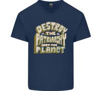 Destroy Patriarchy Not The Planet Climate Change Uomo Scollo A V Cotone T-Shirt