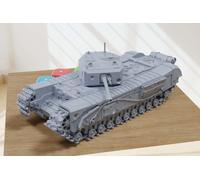 Destroyed Churchill Mk.iii - 3D Stampato Miniatura Wargaming Combat Veicolo -