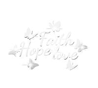 Desuibao Adesivo da parete in acrilico 3D a specchio, con scritta "Faith Hope Love", con scritta "Faith Hope" (lingua italiana non garantita), con frasi in vinile, per la casa, la camera da letto,