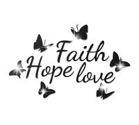 Desuibao Adesivo da Parete in Acrilico 3D a Specchio Con Scritta 'Faith Hope Love' - Motivazionale in Vinile Con Citazioni
