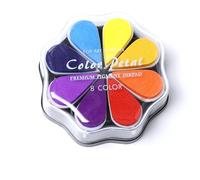 Desuibao Tampone di inchiostro a forma di petalo in 8 colori per timbri in gomma, lavabile arcobaleno, tamponi di inchiostro colorati per timbratura, creazione di biglietti, album di ritagli, tamponi