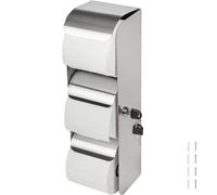 Desyeryamimi Dispenser di carta igienica commerciale con serratura, 3 rotoli di carta igienica in acciaio inox, montaggio a parete, doppio rotolo di carta igienica per bagno/bagno