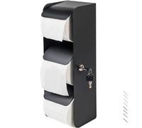 Desyeryamimi Dispenser per carta igienica commerciale, 3 rotoli di carta igienica, in acciaio inox, con chiusura a scatto, supporto da parete per bagno/bagno (nero opaco)