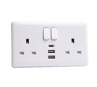 Deta Presa commutata a 2 bande 13A con 2 porte USB-A e 1 porta USB-C 5V 4A di ricarica