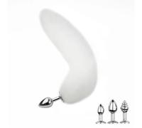Detachable Artificial Fox Tail Metal Anal Plug, Three Plug Butt Plug, Role-Playing Sex Games, Adults Sex Toys For Men And Women(WHITE)