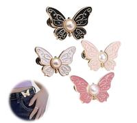 Detachable Butterfly Clips,Adjustable Pant Waist Tightener,Waist Buckle Sets No Sew and No Tools Decorative Waist Buckle (4PCs A)