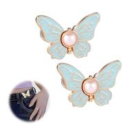 Detachable Butterfly Clips,Adjustable Pant Waist Tightener,Waist Buckle Sets No Sew and No Tools Decorative Waist Buckle (Blue 2PCs)