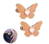 Detachable Butterfly Clips,Adjustable Pant Waist Tightener,Waist Buckle Sets No Sew and No Tools Decorative Waist Buckle (Light Orange 2PCs)