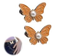 Detachable Butterfly Clips,Adjustable Pant Waist Tightener,Waist Buckle Sets No Sew and No Tools Decorative Waist Buckle (Orange 2PCs)