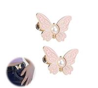 Detachable Butterfly Clips,Adjustable Pant Waist Tightener,Waist Buckle Sets No Sew and No Tools Decorative Waist Buckle (Light Pink 2PCs)